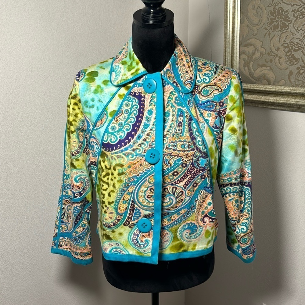 Harve Bernard Collection multicolor paisley blazer Sz 8